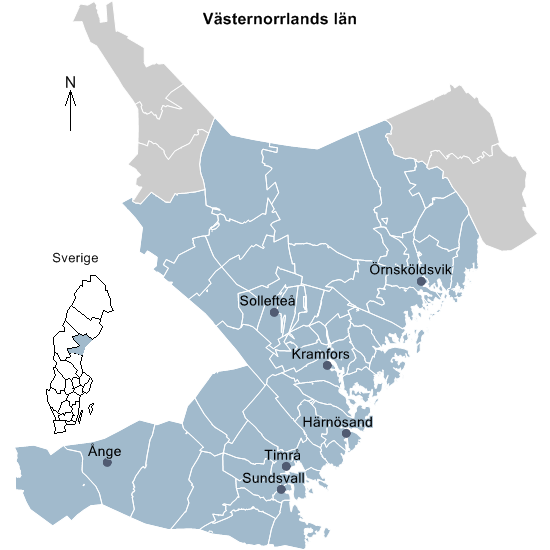 västernorrland karta Karta Västernorrland Städer   Höga Kusten